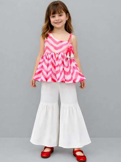 SHAHUDI DESIGNER Girls
                      Printed Regular Top with Sharara