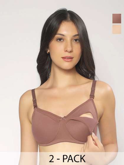 MomToBe Pack of 2
                        Cotton Non-Padded Non-Wired Maternity Bra
