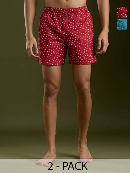 Mast & Harbour
                          Pack Of 2 Printed Pure Cotton Boxers