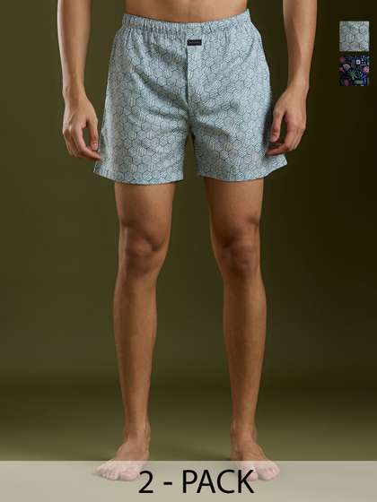 Mast & Harbour
                          Pack Of 2 Printed Pure Cotton Boxers