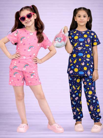 BAESD Girls Printed
                      Short Sleeves Nightdress