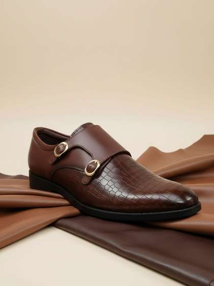 House of Pataudi Men
                        Leather Formal Monk Shoes