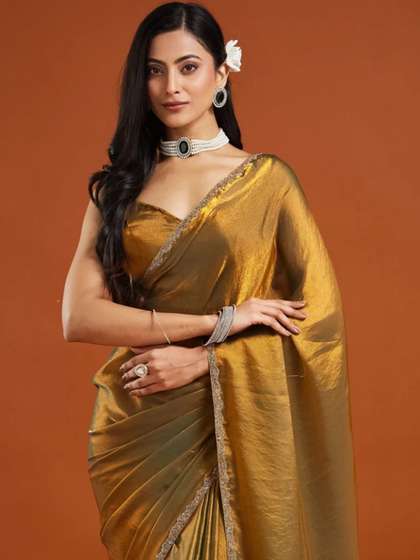 TIGER SNAKE
                        Embellished Embroidered Silk Blend Designer
                        Saree