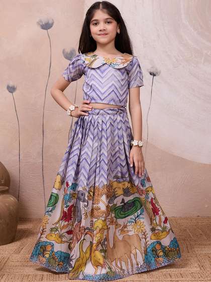 Tasarika Girls Printed
                    Sequinned Ready to Wear Lehenga &
