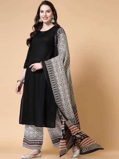 NEW STYLISH Women
                          Ethnic Motifs Regular Pure Cotton Kurta with
                          Palazzos & With Dupatta