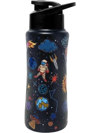 Voik Black Single
                      Stainless Steel Abstract Water Bottle