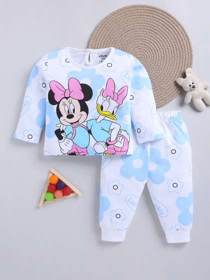 YK Disney Girls Printed
                    T-shirt with Pyjamas