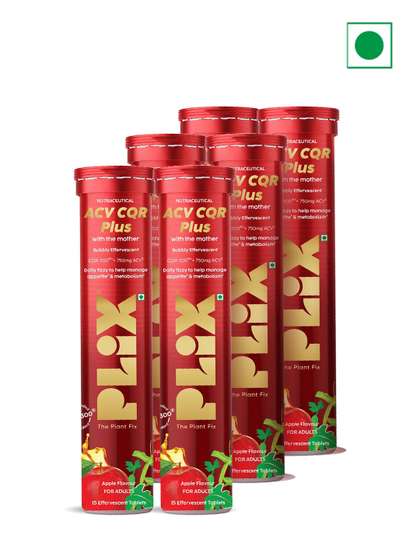 PLIX THE PLANT FIX
                        Set Of 6 ACV CQR Plus Effervescent &
                        Metabolism Support 15 Tablet Each