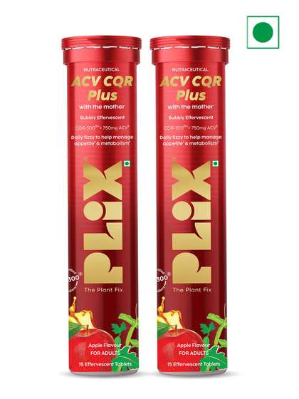 PLIX THE PLANT FIX
                        Set Of 2 ACV CQR Plus Effervescent &
                        Metabolism Support 15 Tablets Each