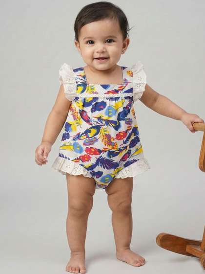 Creative Kids Infant
                    Girls Printed Shoulder Strap Neck Bodysuit