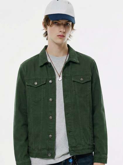 HIGHLANDER Men Green
                        Solid Denim Jacket