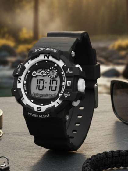 PAPIO Unisex Kids Dial
                    & Straps Digital LED Backlight Watch KD-214
                    BLACK-WHITE