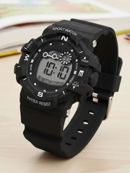 PAPIO Unisex Kids Dial
                    & Straps Digital Stopwatch Watch KD-214 BLACK