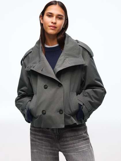 Bershka Funnel
                          neck trench jacket