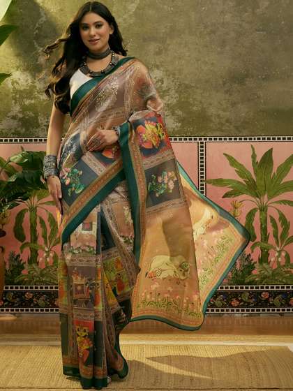 Sangria Printed
                        Ready to Wear Saree With Unstitched Blouse