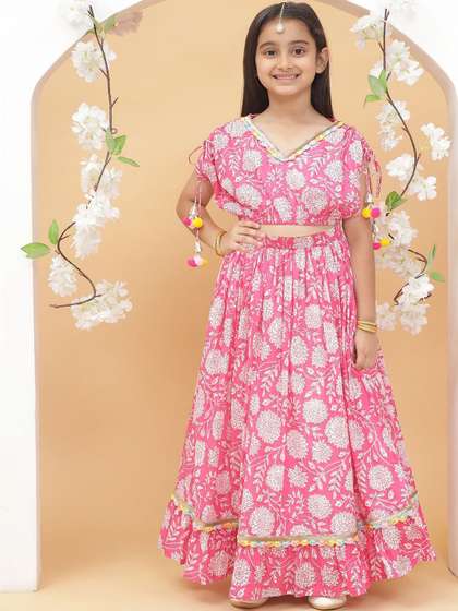 Modish Couture Girls
                        Printed Block Print Ready to Wear Lehenga &