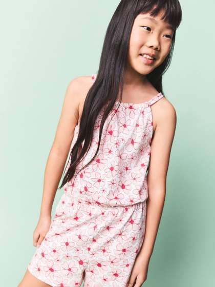 Mango Kids Girls Floral
                    Print Pure Cotton Jumpsuit