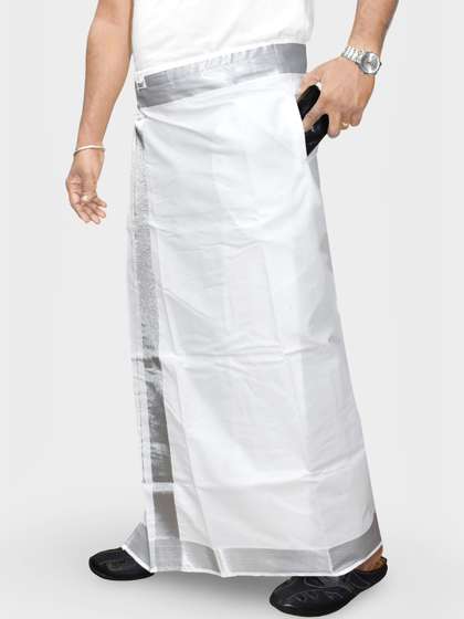 TUNI MANI Men Solid
                        Adjustable Welcro with Side Pocket Cotton Dhoti