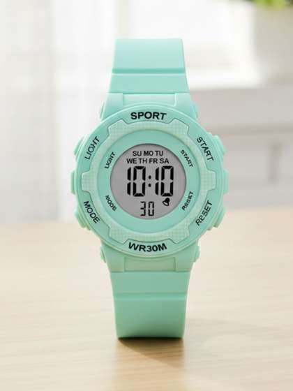 PAPIO Unisex Kids Dial
                    & Straps Digital Alarm Watch KD-215 GREEN