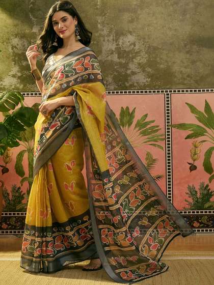 Sangria Printed Zari
                        Border Ready to Wear Saree