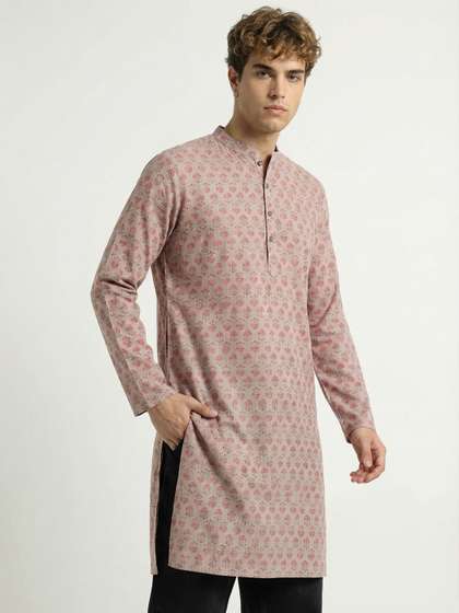 Anouk Rustic Floral
                        Printed Mandarin Collar Straight Kurta