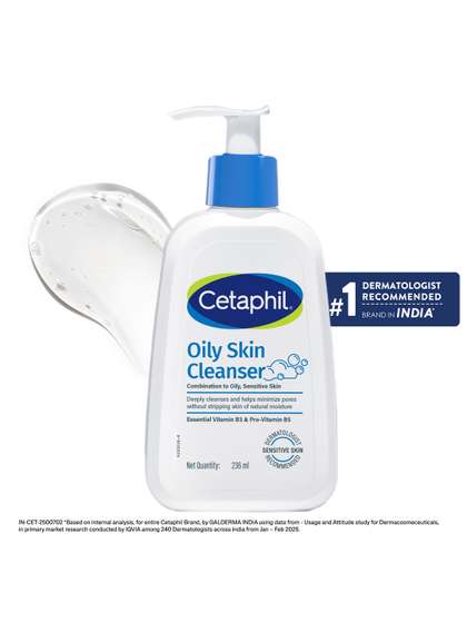 Cetaphil Oily Skin Cleanser Gentle Foaming Face Wash for Oily & Acne Prone Skin - 236 ml
