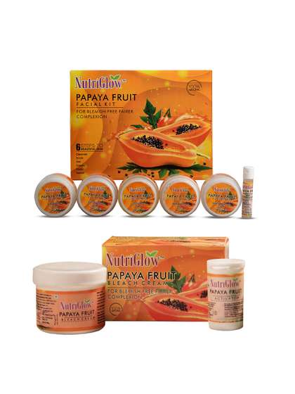 NutriGlow Papaya Fruit
                    Facial Kit For Glowing Skin - Tan Removal - Bleach
                    Cream
