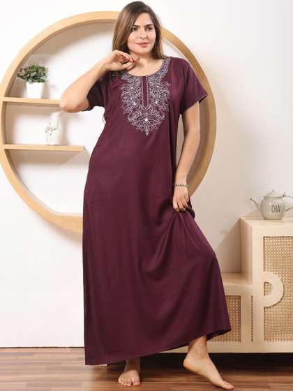 EASY MOM Embroidered
                        Maxi Nightdress