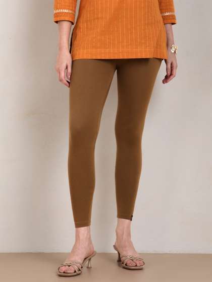 TWIN BIRDS Women
                        Coffee Brown Solid Ankle-Length Leggings