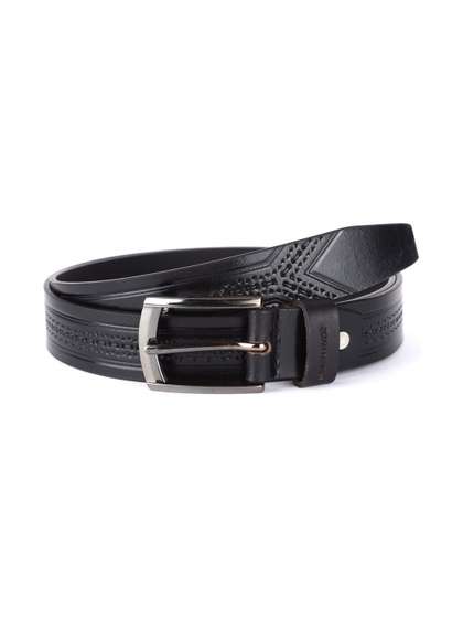 URBAN HYDE Men Black
                    Textured Genuine Leather Belt With Premium Metal
                    Buckle