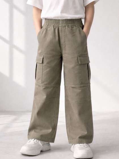 Purple United Kids
                      Boys Olive Cotton Jogger Cargo Pocket Detailing
                      Daily Wear Trousers