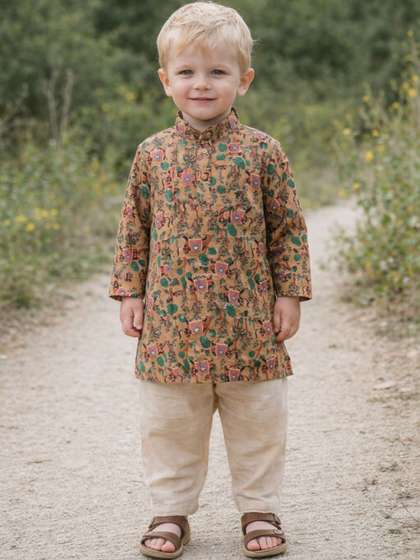 TRYBUY.IN Boys Ethnic
                    Motifs Printed Regular Pure Cotton Kurta with
                    Trousers