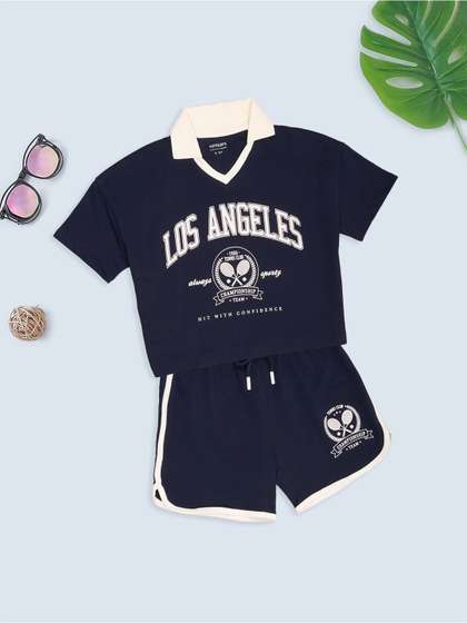 Pantaloons Junior Girls
                    Printed T-shirt with Shorts