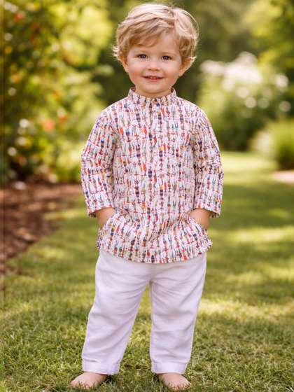 TRYBUY.IN Boys Ethnic
                    Motifs Printed Regular Pure Cotton Kurta with
                    Pyjamas