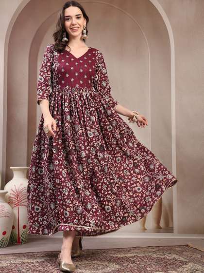 Pristyle Women
                        Floral Printed Thread Work Maternity Anarkali
                        Kurta