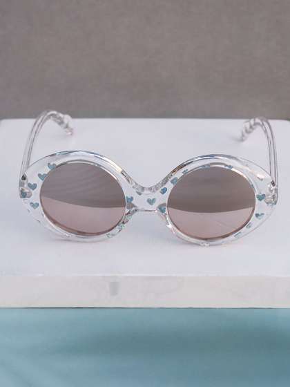 DukieKooky Unisex Kids
                    Brown Lens & Silver-Toned Oval Sunglasses with
