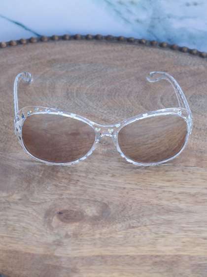 DukieKooky Unisex Kids
                    Brown Lens & Silver-Toned Oval Sunglasses with