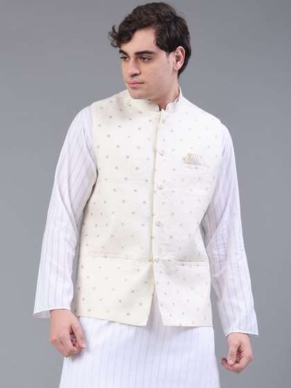 V-Mart Embroidered
                        Mandarin Collared Nehru Jackets