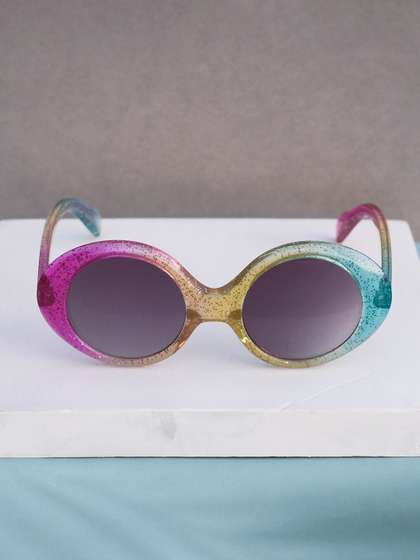 DukieKooky Unisex Kids
                    Purple Lens & Yellow Oval Sunglasses with