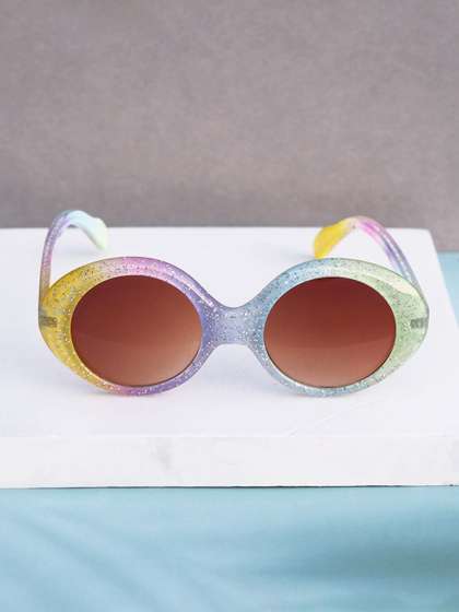 DukieKooky Unisex Kids
                    Brown Lens & Purple Oval Sunglasses with