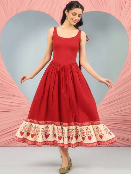 anayna Cotton Fit
                        & Flared Midi Ethnic Dresses