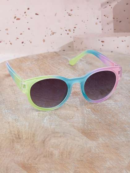 DukieKooky Unisex Kids
                    Black Lens & Blue Oval Sunglasses with