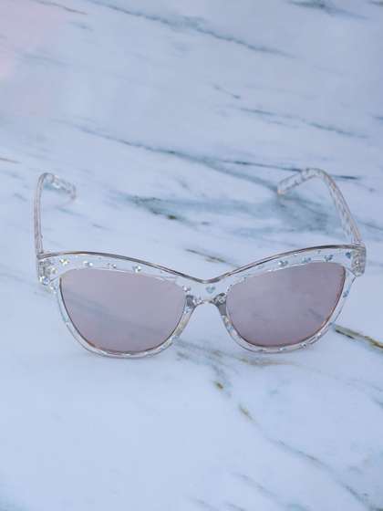DukieKooky Unisex Kids
                    Brown Lens & Silver-Toned Oval Sunglasses with