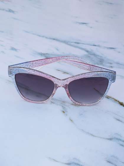 DukieKooky Unisex Kids
                    Black Lens & Pink Oval Sunglasses with