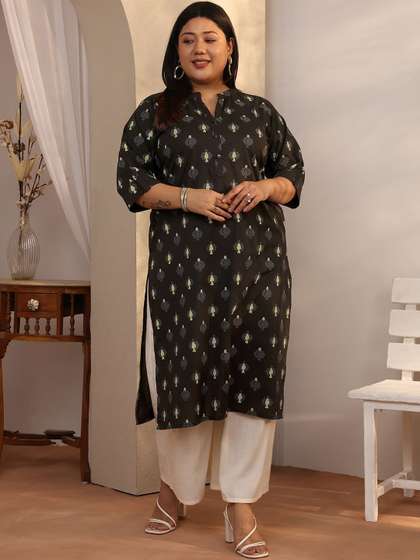 Extra Love By Libas
                      Plus Size Women Floral Printed Thread Work Kurta