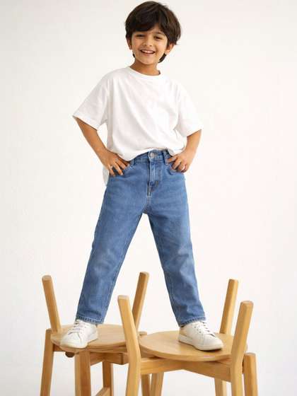 TALES & STORIES Boys
                    Straight Fit Mid-Rise Stretchable Jeans
