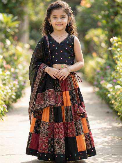 BAESD Girls Embellished
                    Digital Printed Ready to Wear Lehenga & Blouse
                    With Dupatta
