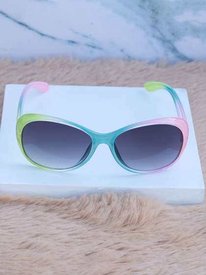 DukieKooky Unisex Kids
                    Black Lens & Blue Oval Sunglasses with