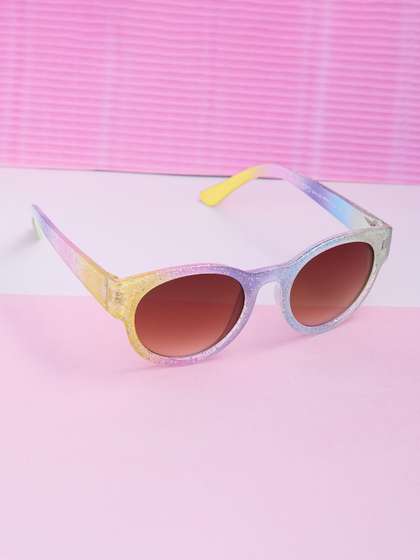 DukieKooky Unisex Kids
                    Brown Lens & Purple Oval Sunglasses with
