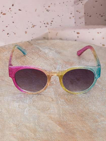 DukieKooky Unisex Kids
                    Purple Lens & Yellow Oval Sunglasses with